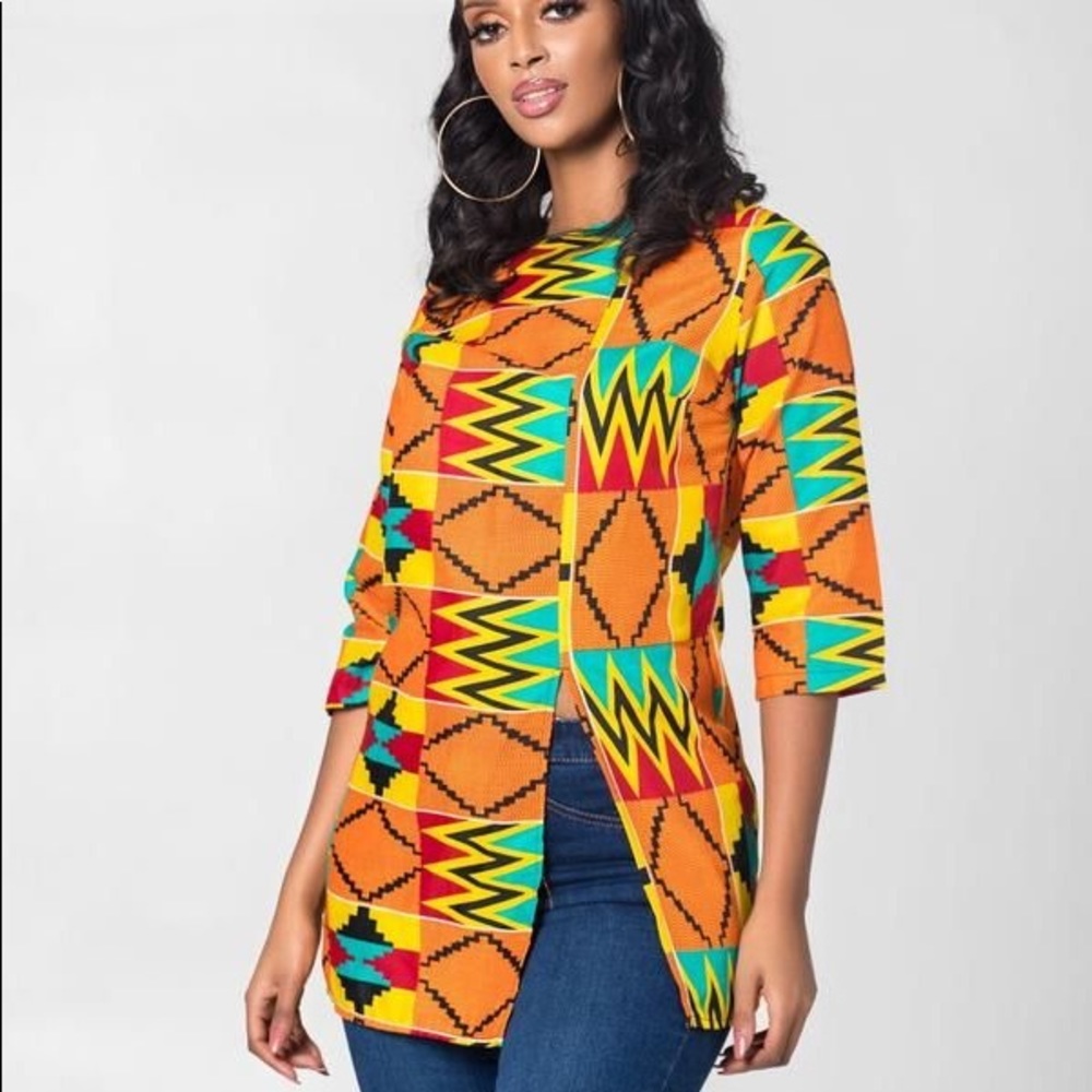African print kente shirt